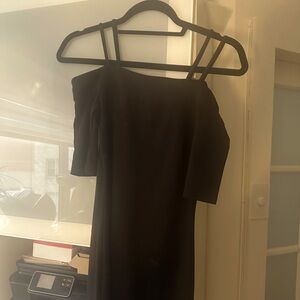 off the shoulder black dress